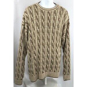 Vintage St. John's Bay pull over sweater L tan brown cable knit academia 90s